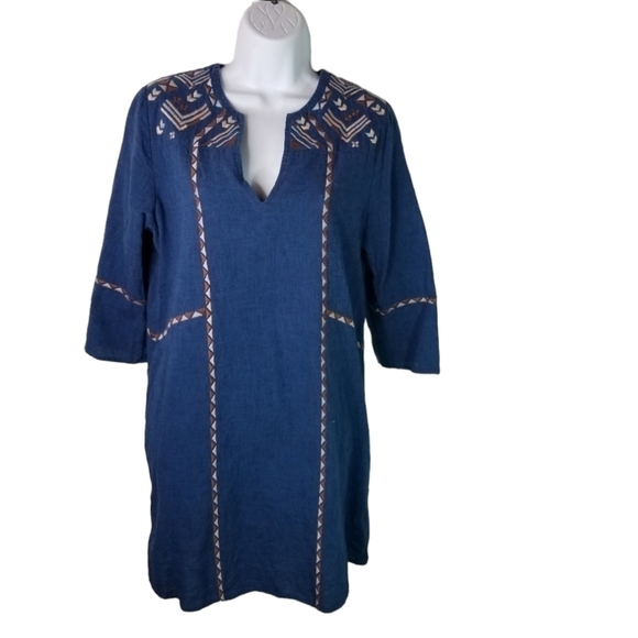 Carve Designs embroidered linen blend tunic dress - Picture 1 of 9